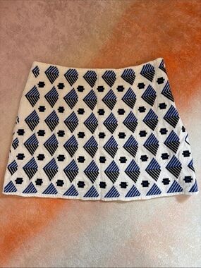 THML Mini Skirt with Blue & Black Geometric Pattern